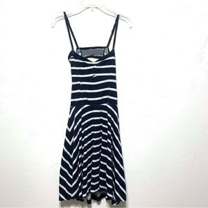 Aeropostale Open Back Stretch Blue & White Tank Top Skater Dress size XS